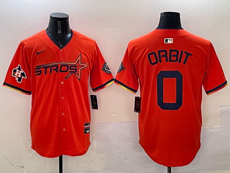 Men Houston Astros #0 Orbit Orange Three generations Joint Name 2025 Nike MLB Jersey style 5